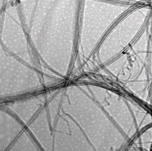 单壁碳纳米管低分辩透射电镜照片(tem image of swcnt)